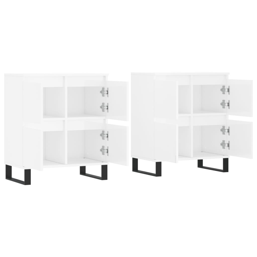 Dressoirs 2 st bewerkt hout hoogglans wit is nu te koop bij PeponiXL, paradijselijk wonen!