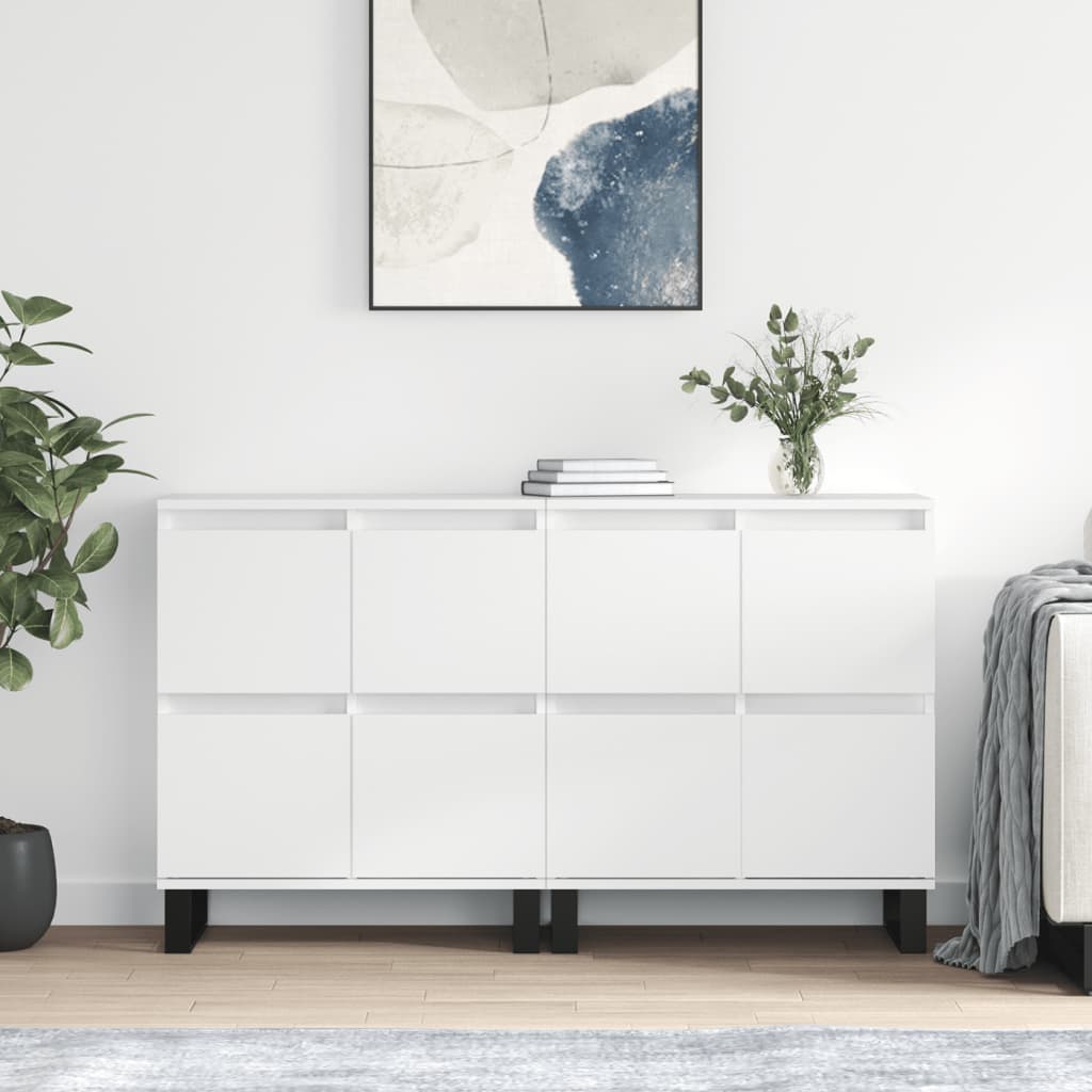 Dressoirs 2 st bewerkt hout hoogglans wit is nu te koop bij PeponiXL, paradijselijk wonen!
