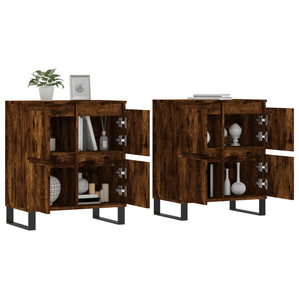 Dressoirs 2 st bewerkt hout gerookt eikenkleurig is nu te koop bij PeponiXL, paradijselijk wonen!