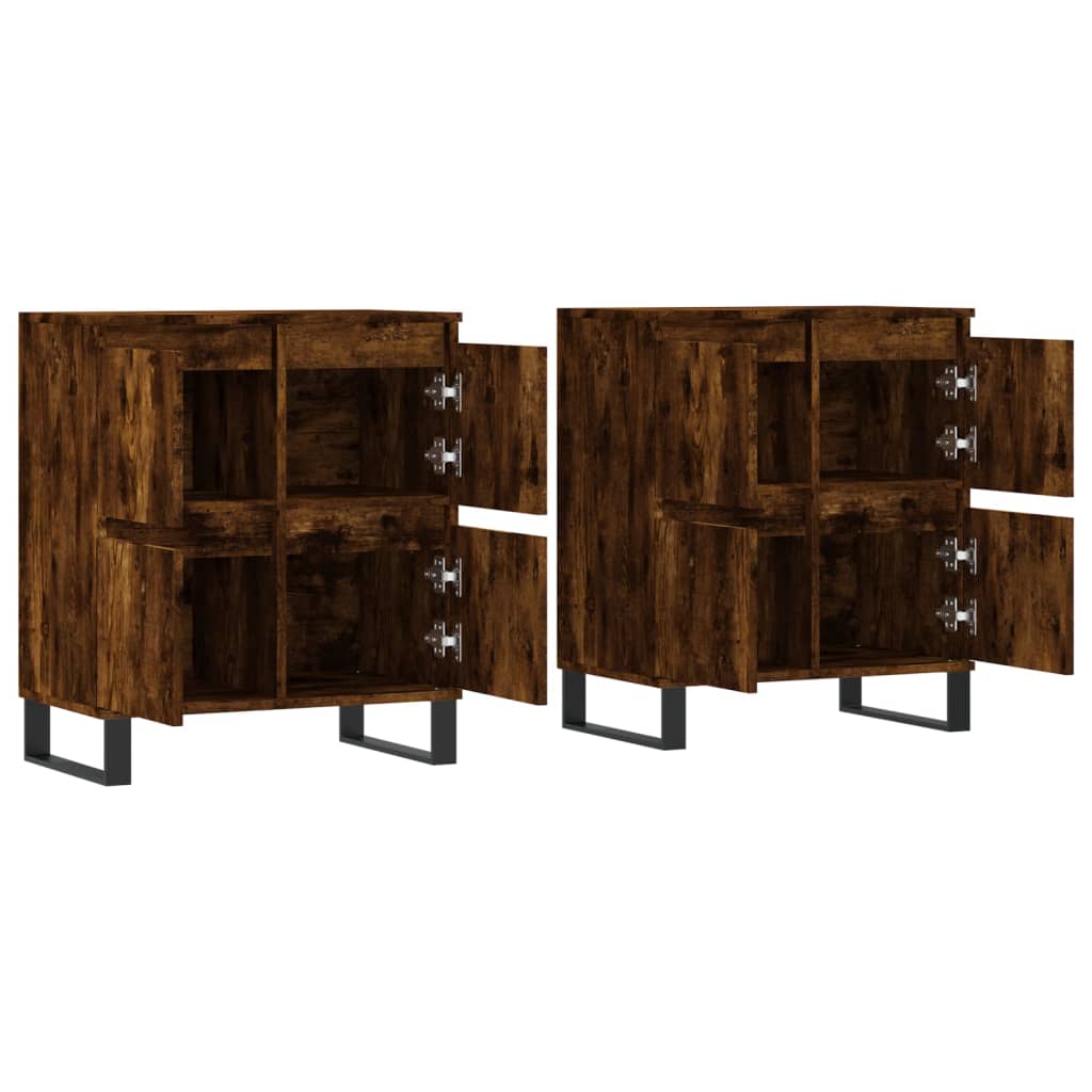 Dressoirs 2 st bewerkt hout gerookt eikenkleurig is nu te koop bij PeponiXL, paradijselijk wonen!