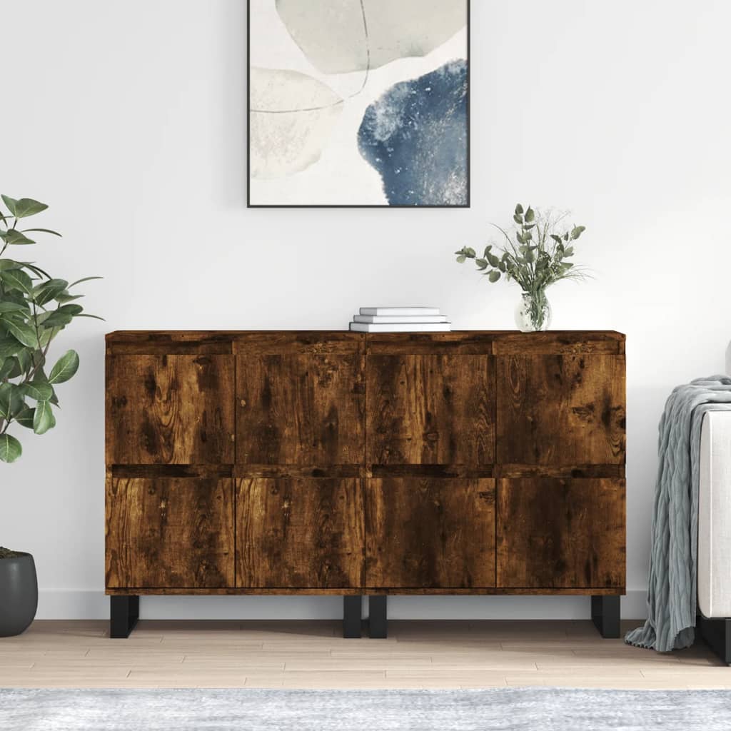 Dressoirs 2 st bewerkt hout gerookt eikenkleurig is nu te koop bij PeponiXL, paradijselijk wonen!
