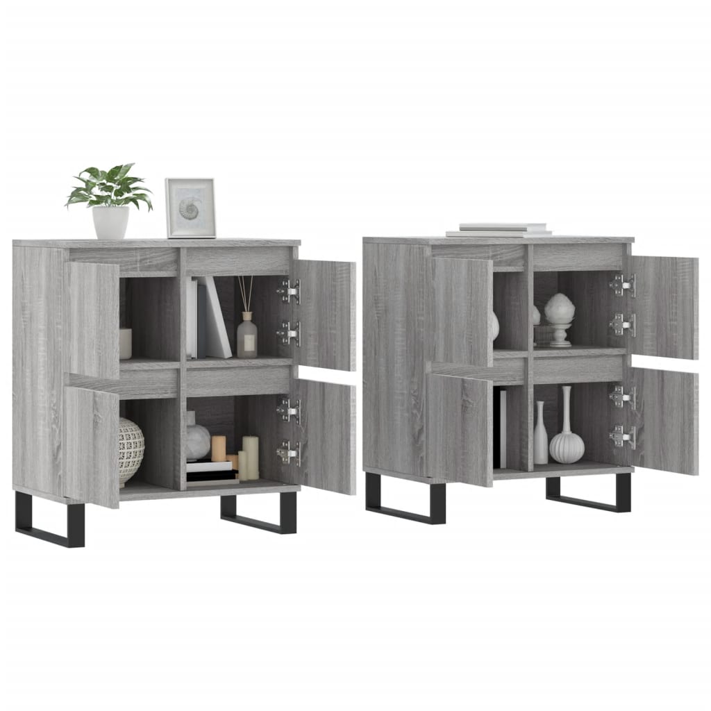 Dressoirs 2 st bewerkt hout grijs sonoma eikenkleurig is nu te koop bij PeponiXL, paradijselijk wonen!