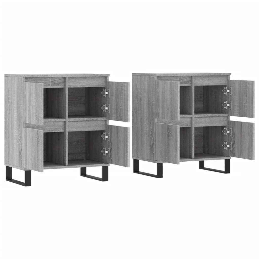 Dressoirs 2 st bewerkt hout grijs sonoma eikenkleurig is nu te koop bij PeponiXL, paradijselijk wonen!