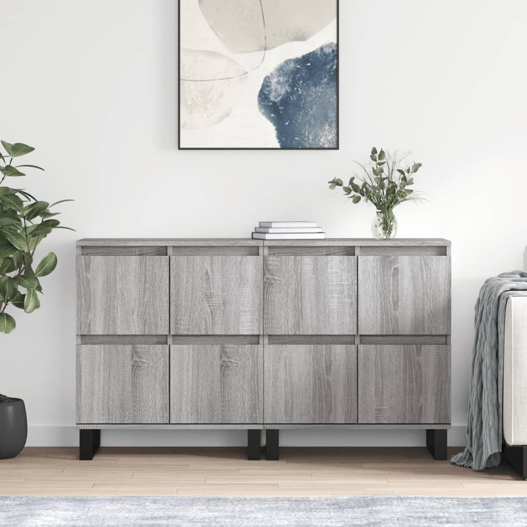 Dressoirs 2 st bewerkt hout grijs sonoma eikenkleurig is nu te koop bij PeponiXL, paradijselijk wonen!