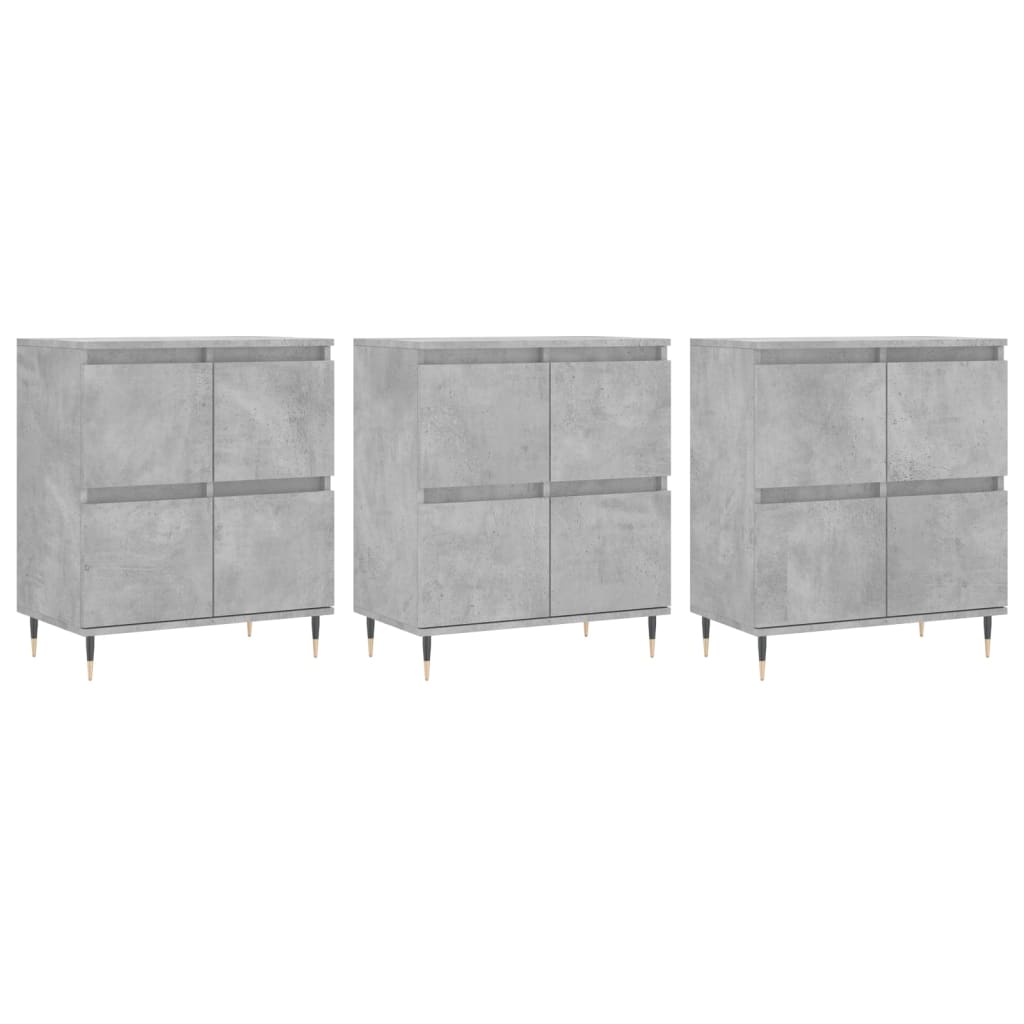 Dressoirs 3 st bewerkt hout betongrijs is nu te koop bij PeponiXL, paradijselijk wonen!