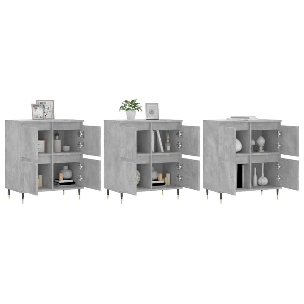 Dressoirs 3 st bewerkt hout betongrijs is nu te koop bij PeponiXL, paradijselijk wonen!