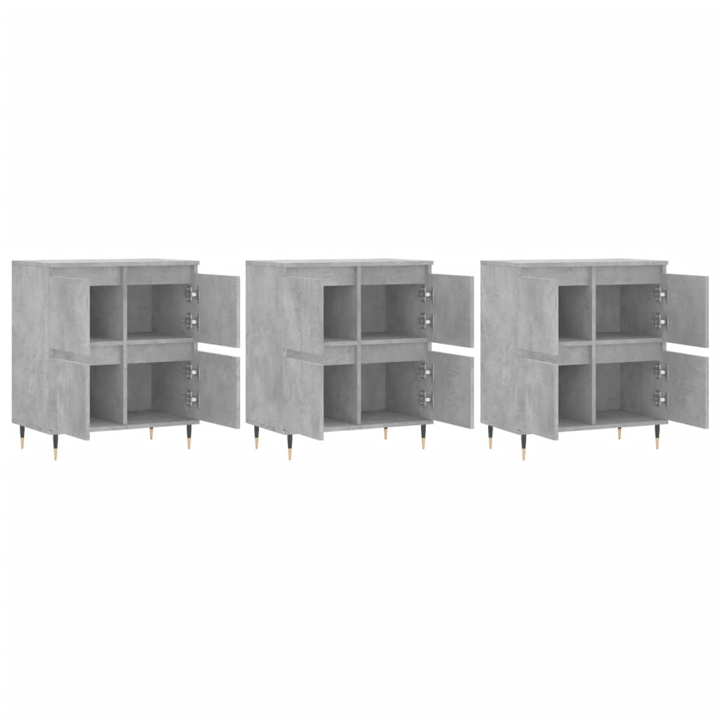 Dressoirs 3 st bewerkt hout betongrijs is nu te koop bij PeponiXL, paradijselijk wonen!