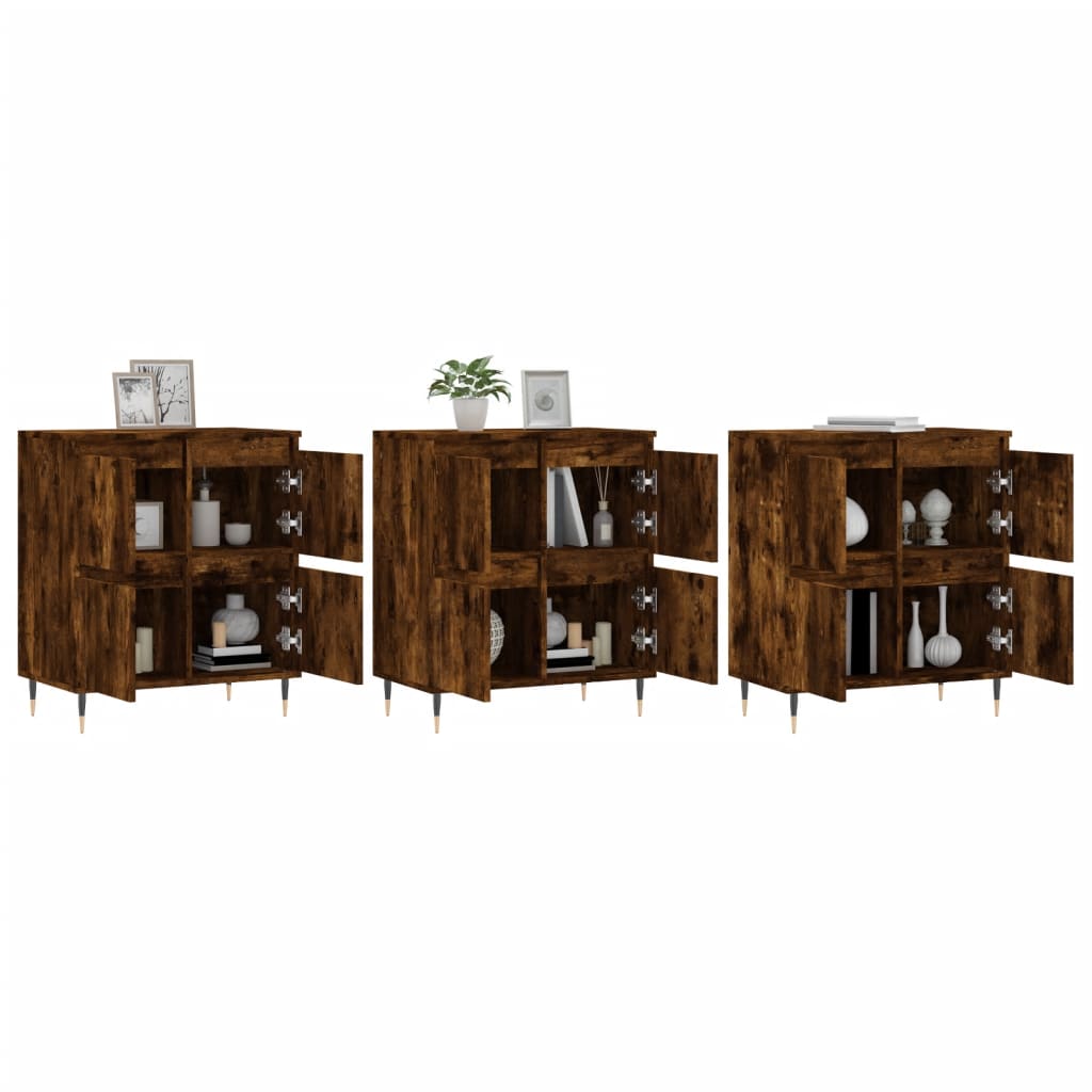 Dressoirs 3 st bewerkt hout gerookt eikenkleurig is nu te koop bij PeponiXL, paradijselijk wonen!