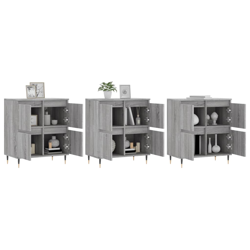 Dressoirs 3 st bewerkt hout grijs sonoma eikenkleurig is nu te koop bij PeponiXL, paradijselijk wonen!