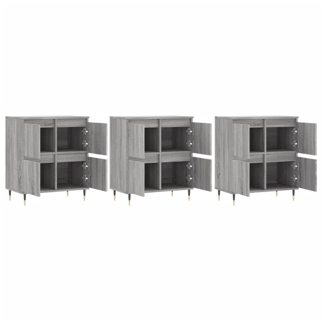 Dressoirs 3 st bewerkt hout grijs sonoma eikenkleurig is nu te koop bij PeponiXL, paradijselijk wonen!