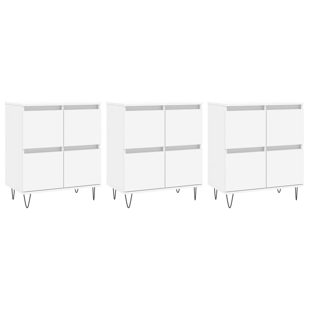 Dressoirs 3 st bewerkt hout wit is nu te koop bij PeponiXL, paradijselijk wonen!