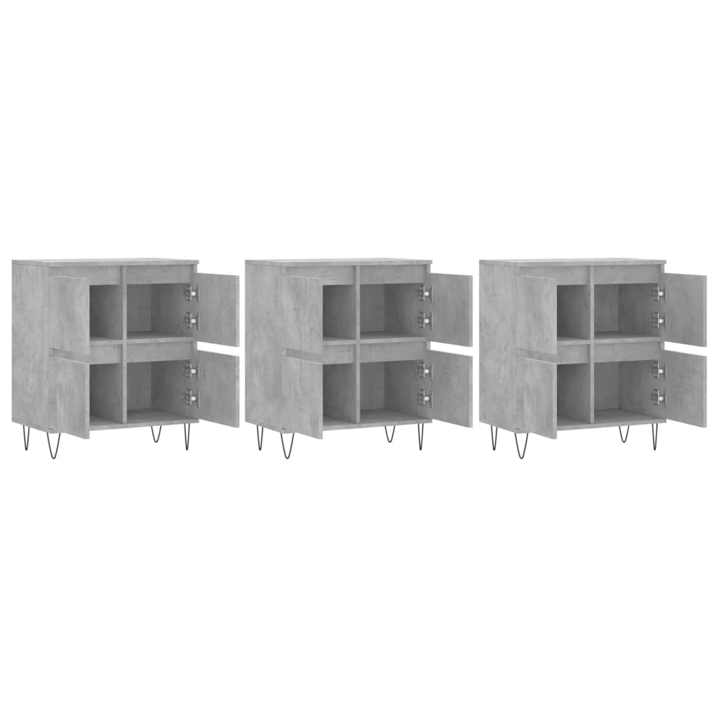 Dressoirs 3 st bewerkt hout betongrijs is nu te koop bij PeponiXL, paradijselijk wonen!
