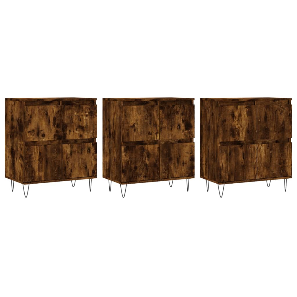 Dressoirs 3 st bewerkt hout gerookt eikenkleurig is nu te koop bij PeponiXL, paradijselijk wonen!