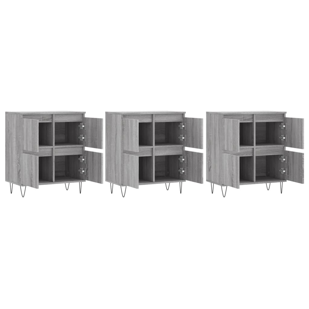 Dressoirs 3 st bewerkt hout grijs sonoma eikenkleurig is nu te koop bij PeponiXL, paradijselijk wonen!