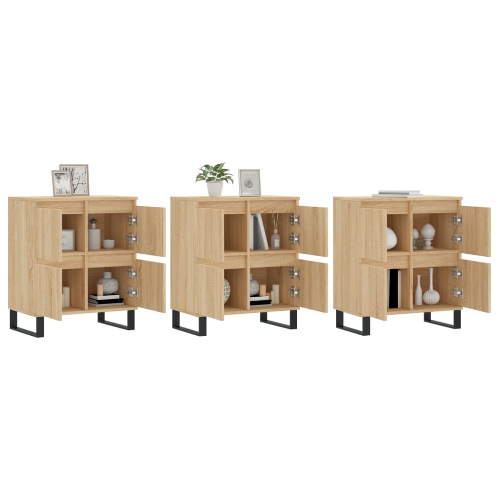Dressoirs 3 st bewerkt hout sonoma eiken is nu te koop bij PeponiXL, paradijselijk wonen!