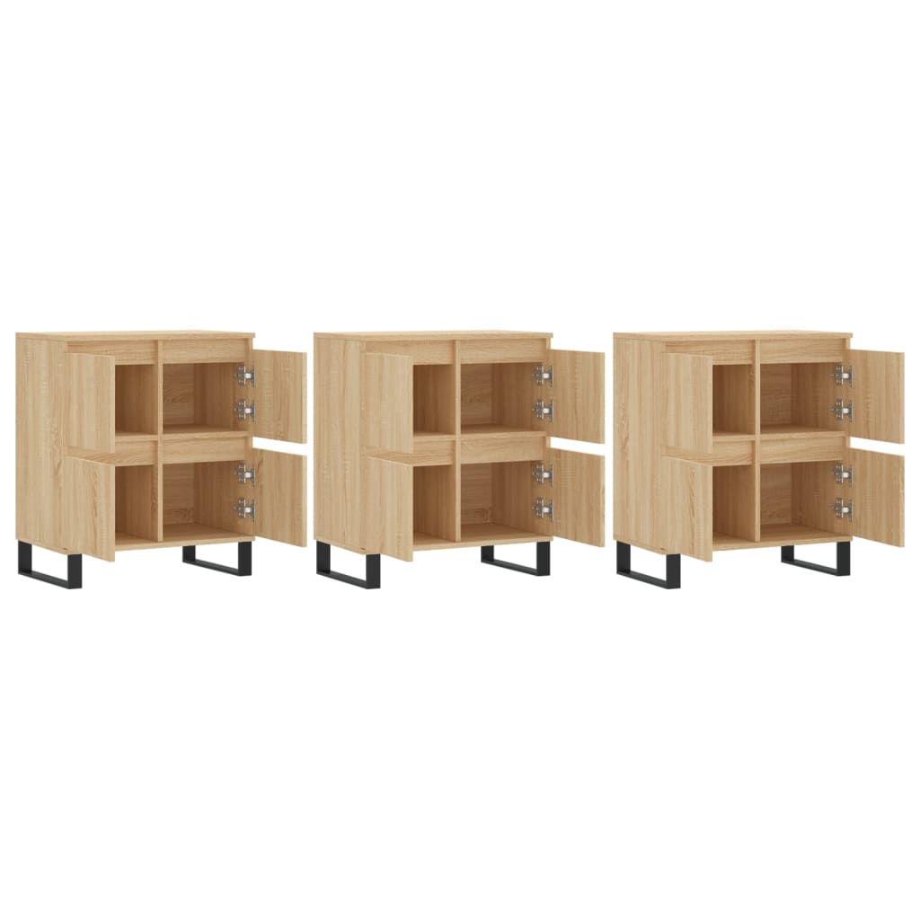 Dressoirs 3 st bewerkt hout sonoma eiken is nu te koop bij PeponiXL, paradijselijk wonen!