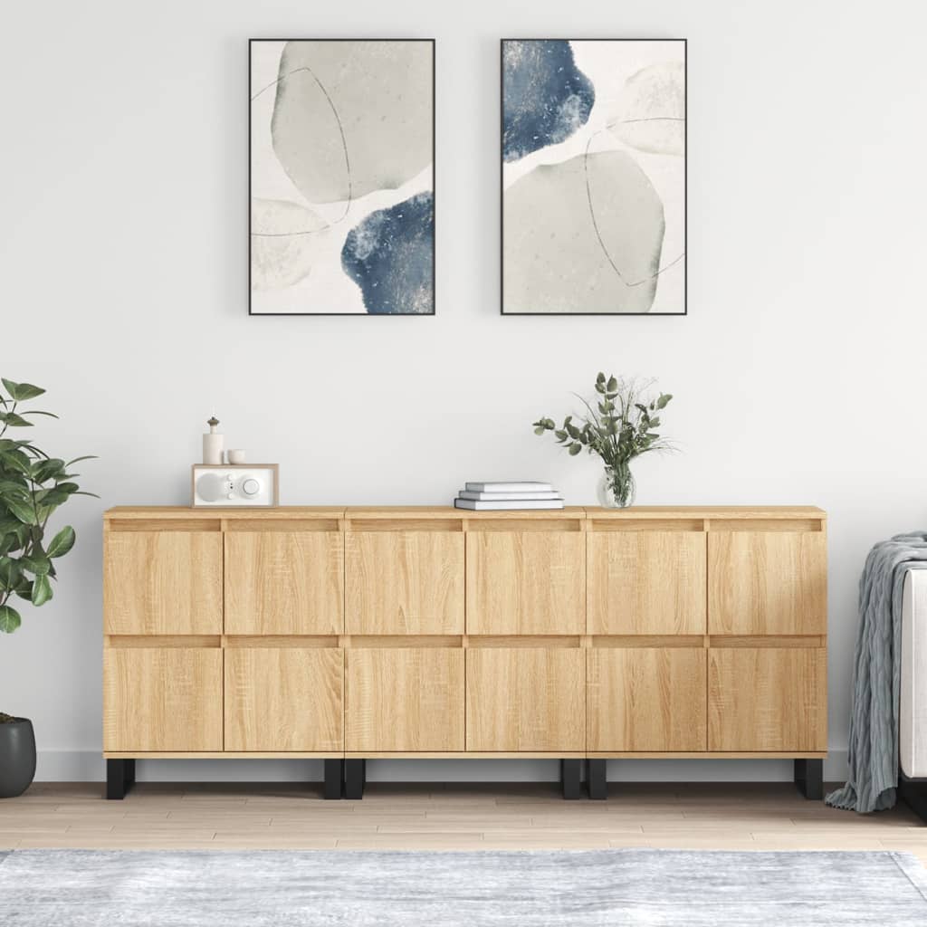 Dressoirs 3 st bewerkt hout sonoma eiken is nu te koop bij PeponiXL, paradijselijk wonen!