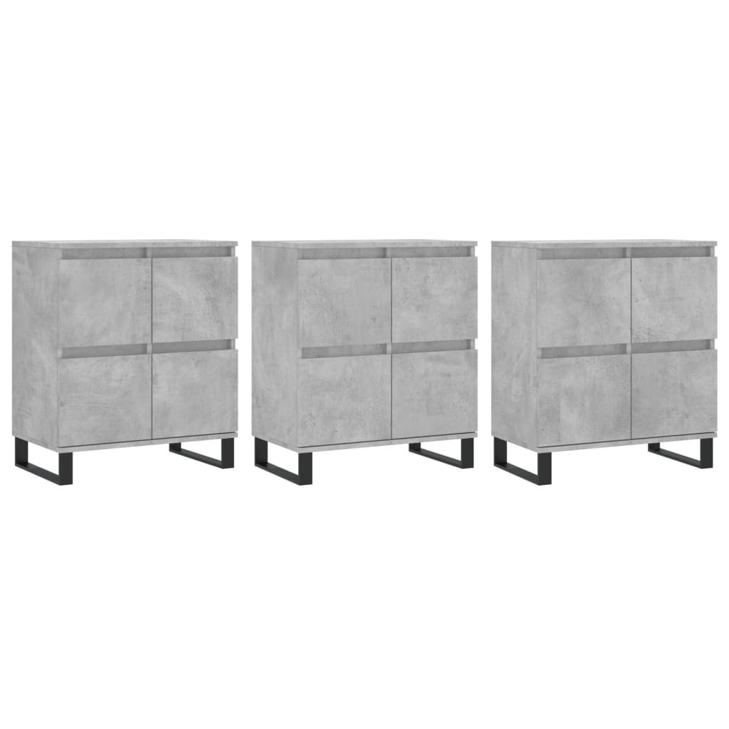 Dressoirs 3 st bewerkt hout betongrijs is nu te koop bij PeponiXL, paradijselijk wonen!