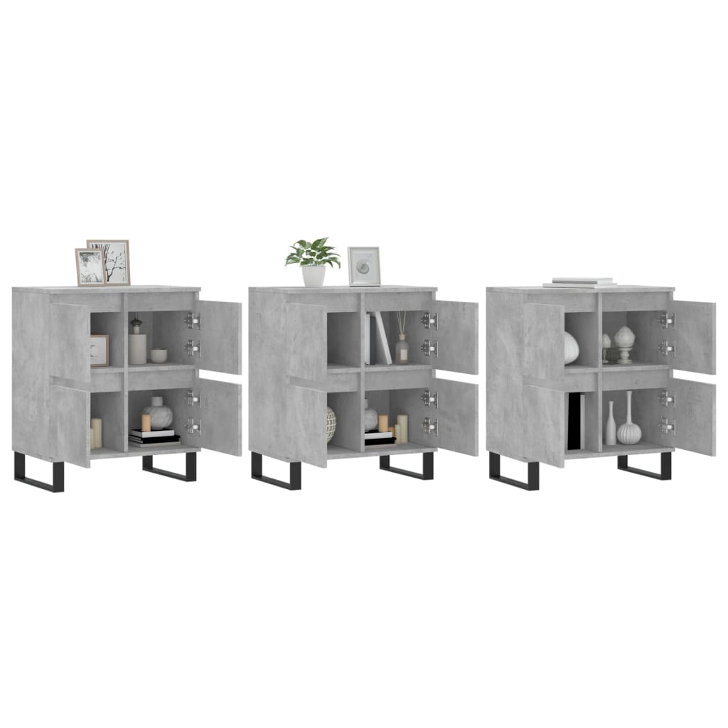 Dressoirs 3 st bewerkt hout betongrijs is nu te koop bij PeponiXL, paradijselijk wonen!