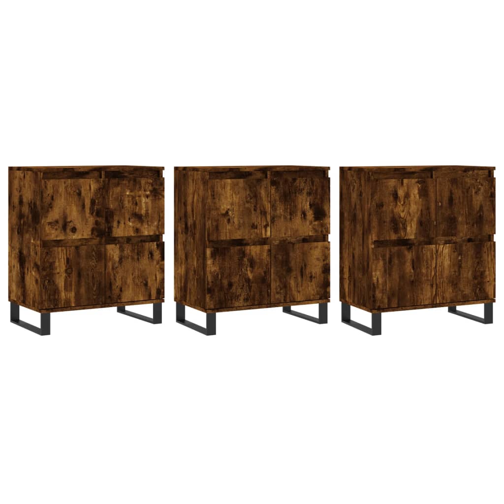Dressoirs 3 st bewerkt hout gerookt eikenkleurig is nu te koop bij PeponiXL, paradijselijk wonen!