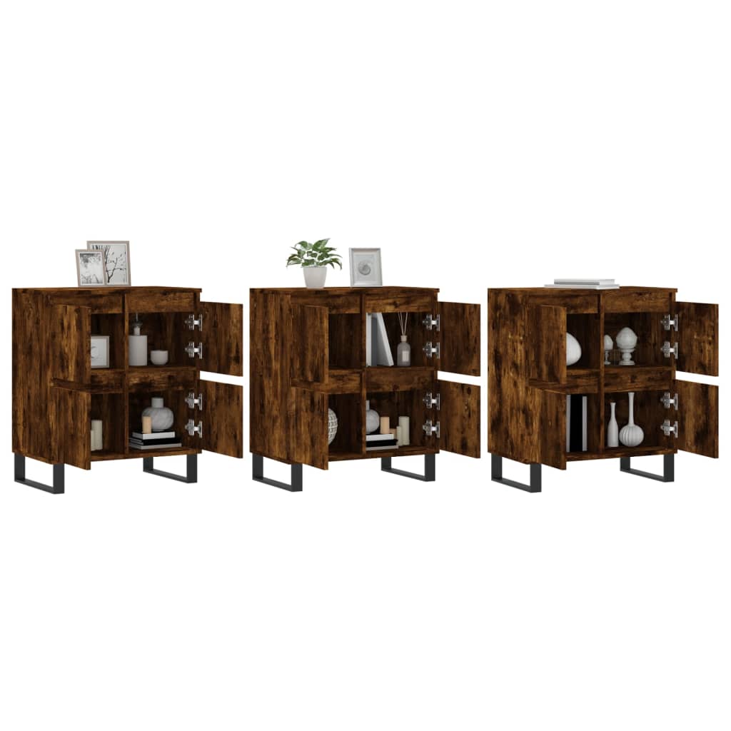 Dressoirs 3 st bewerkt hout gerookt eikenkleurig is nu te koop bij PeponiXL, paradijselijk wonen!