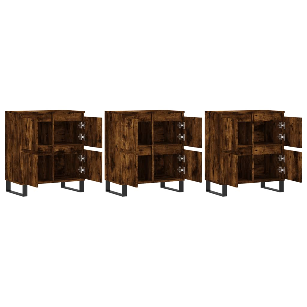 Dressoirs 3 st bewerkt hout gerookt eikenkleurig is nu te koop bij PeponiXL, paradijselijk wonen!