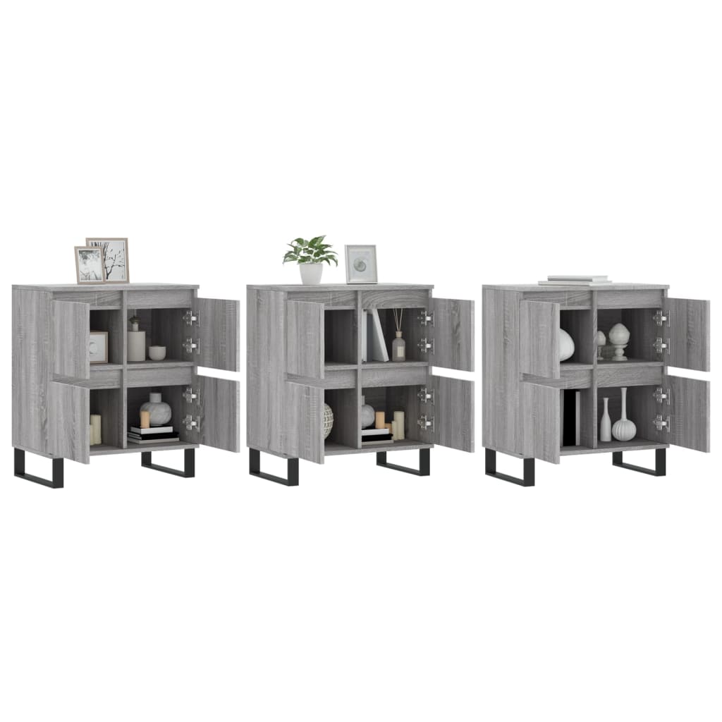 Dressoirs 3 st bewerkt hout grijs sonoma eikenkleurig is nu te koop bij PeponiXL, paradijselijk wonen!