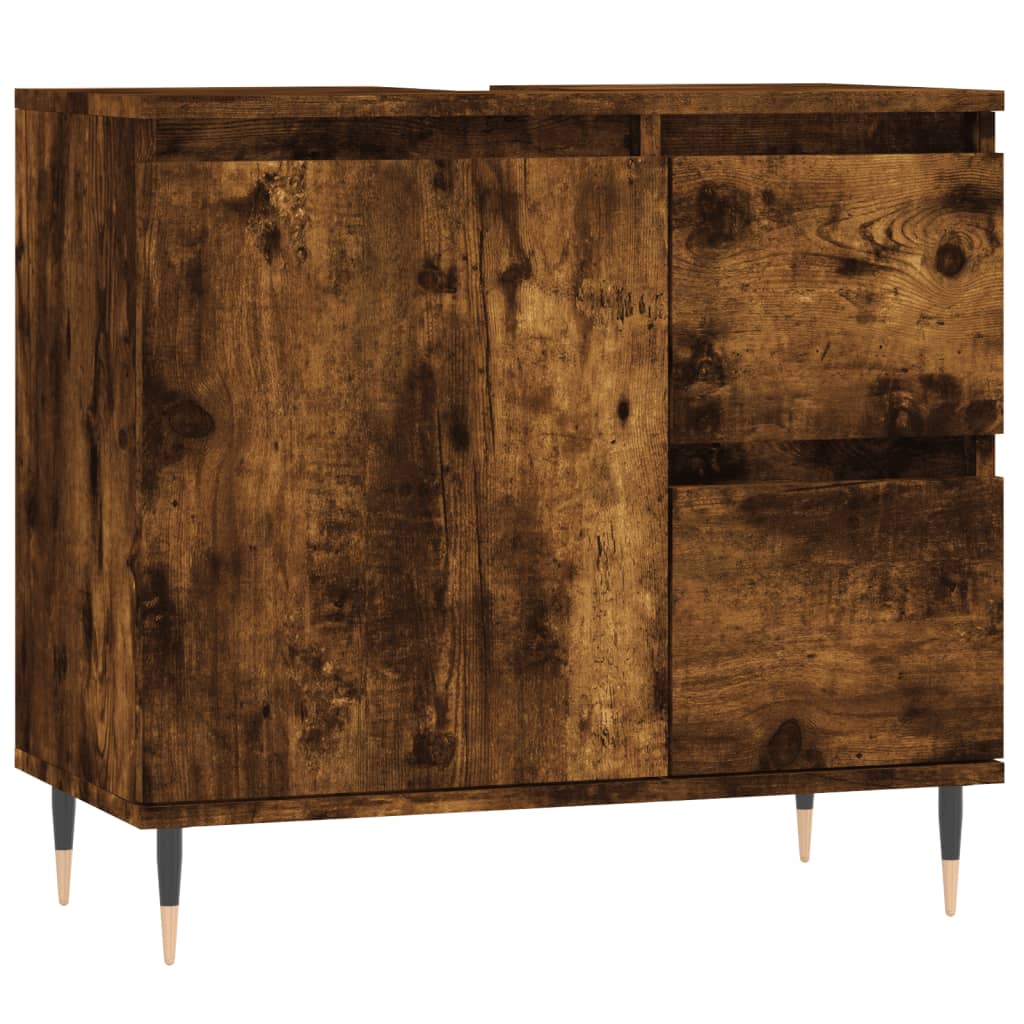 3-delige Badkamermeubelset bewerkt hout gerookt eikenkleurig is nu te koop bij PeponiXL, paradijselijk wonen!