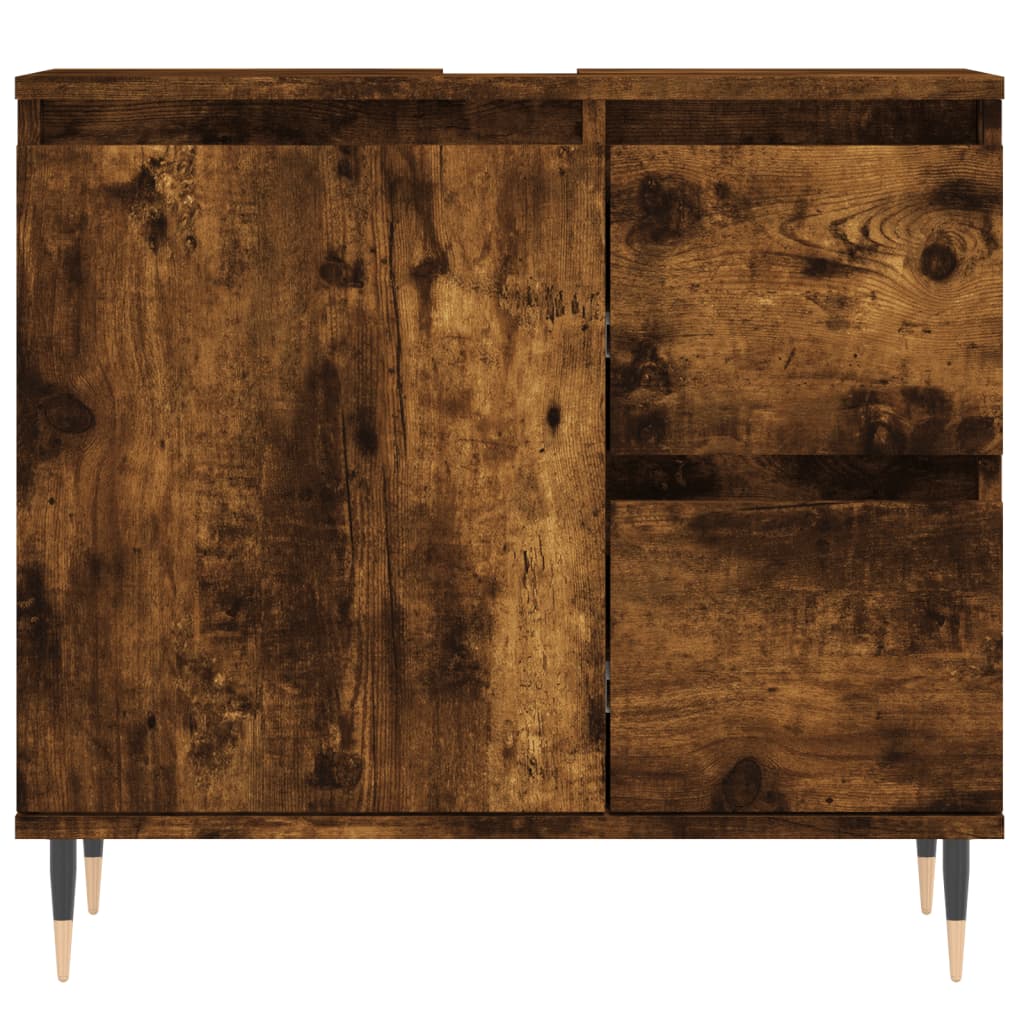 3-delige Badkamermeubelset bewerkt hout gerookt eikenkleurig is nu te koop bij PeponiXL, paradijselijk wonen!