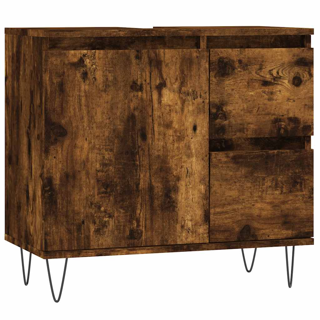 3-delige Badkamermeubelset bewerkt hout gerookt eikenkleurig is nu te koop bij PeponiXL, paradijselijk wonen!