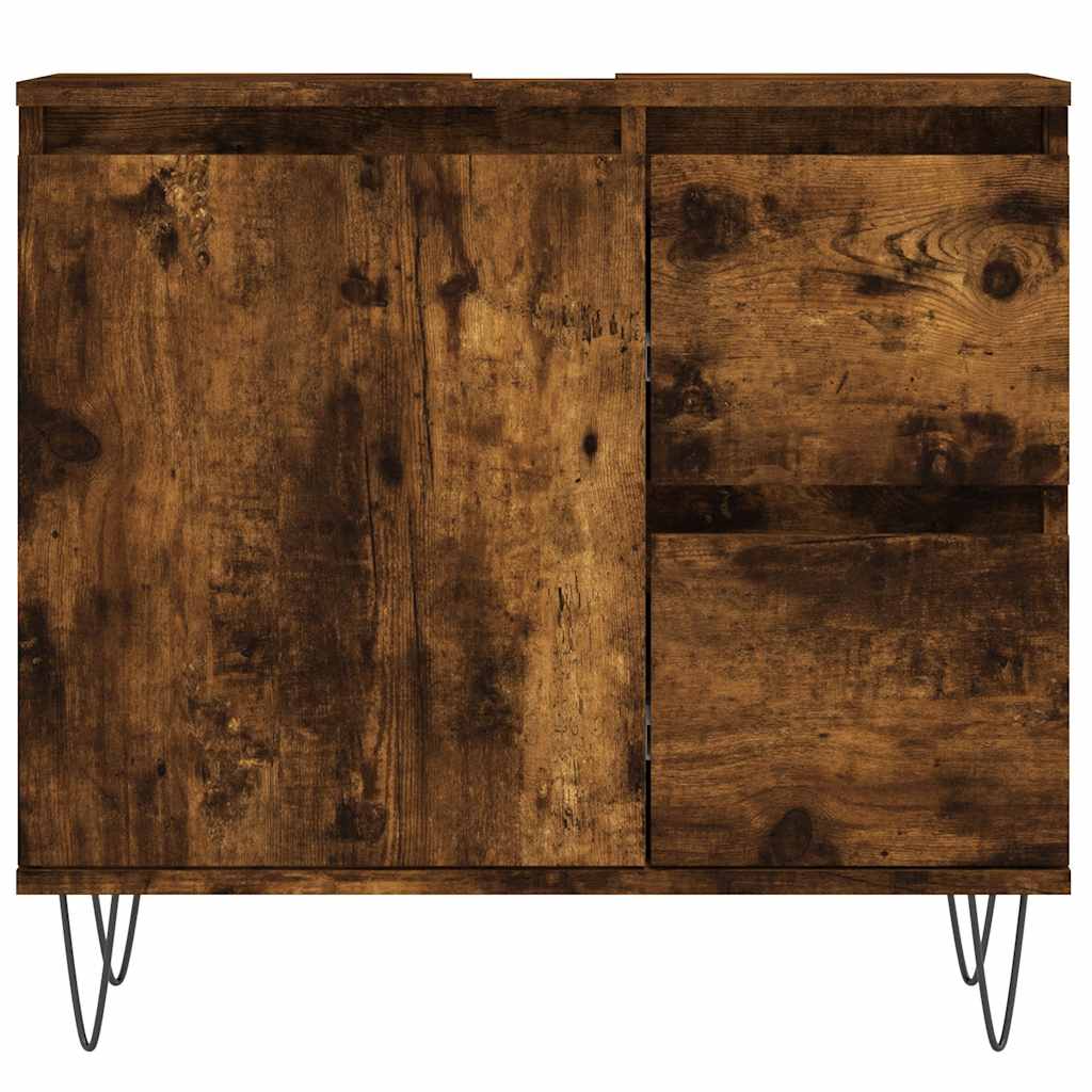 3-delige Badkamermeubelset bewerkt hout gerookt eikenkleurig is nu te koop bij PeponiXL, paradijselijk wonen!