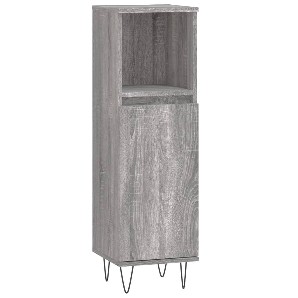 3-delige Badkamermeubelset bewerkt hout grijs sonoma eikenkleur is nu te koop bij PeponiXL, paradijselijk wonen!
