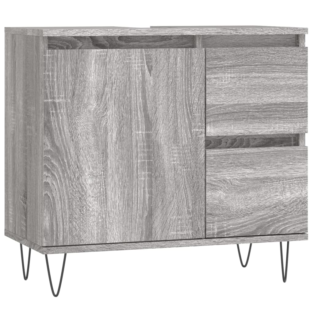 3-delige Badkamermeubelset bewerkt hout grijs sonoma eikenkleur is nu te koop bij PeponiXL, paradijselijk wonen!