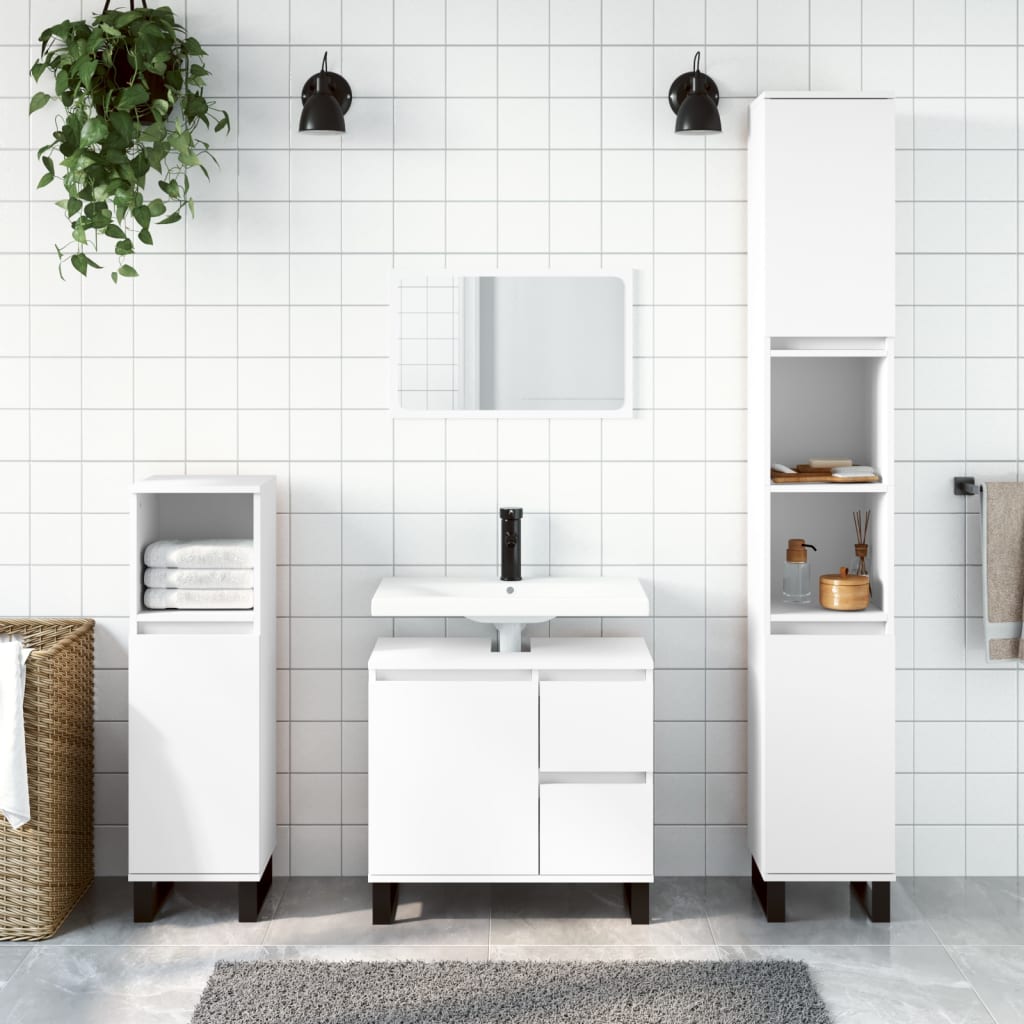 3-delige Badkamermeubelset bewerkt hout wit is nu te koop bij PeponiXL, paradijselijk wonen!