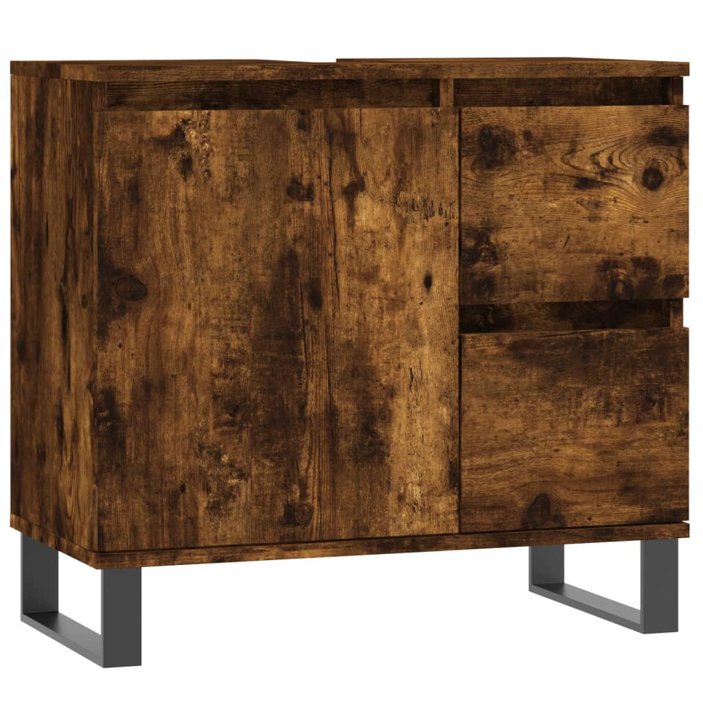 3-delige Badkamermeubelset bewerkt hout gerookt eikenkleurig is nu te koop bij PeponiXL, paradijselijk wonen!