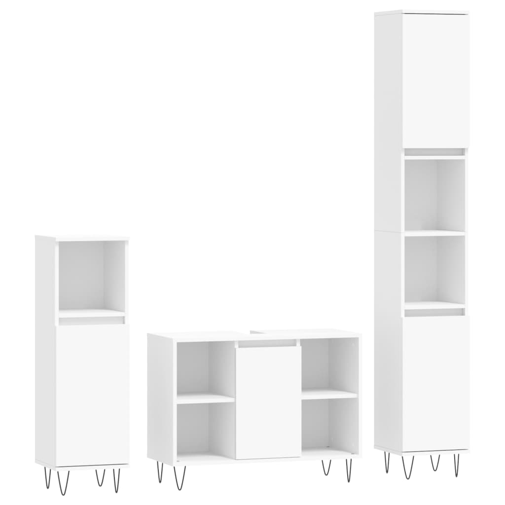 3-delige Badkamermeubelset bewerkt hout wit is nu te koop bij PeponiXL, paradijselijk wonen!