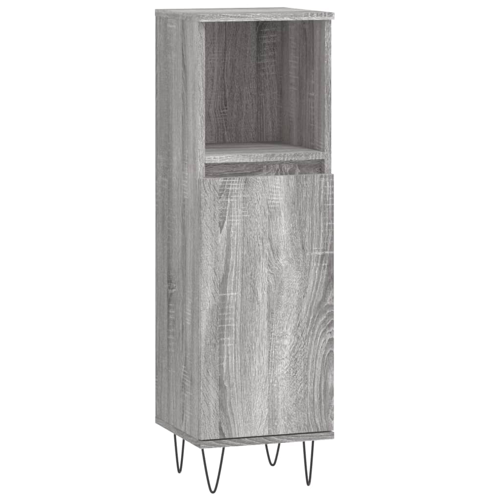 3-delige Badkamermeubelset bewerkt hout grijs sonoma eikenkleur is nu te koop bij PeponiXL, paradijselijk wonen!