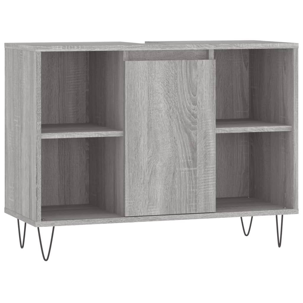 3-delige Badkamermeubelset bewerkt hout grijs sonoma eikenkleur is nu te koop bij PeponiXL, paradijselijk wonen!