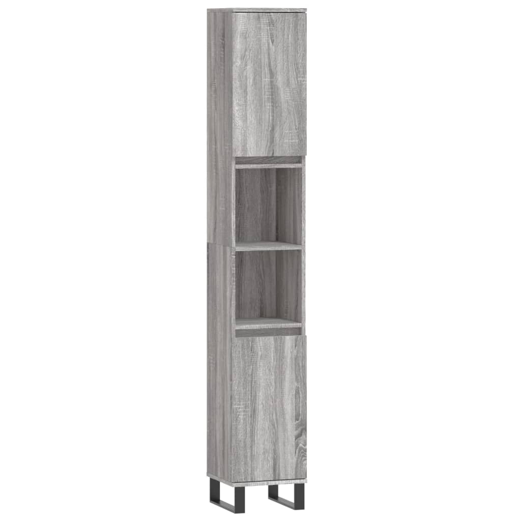 3-delige Badkamermeubelset bewerkt hout grijs sonoma eikenkleur is nu te koop bij PeponiXL, paradijselijk wonen!