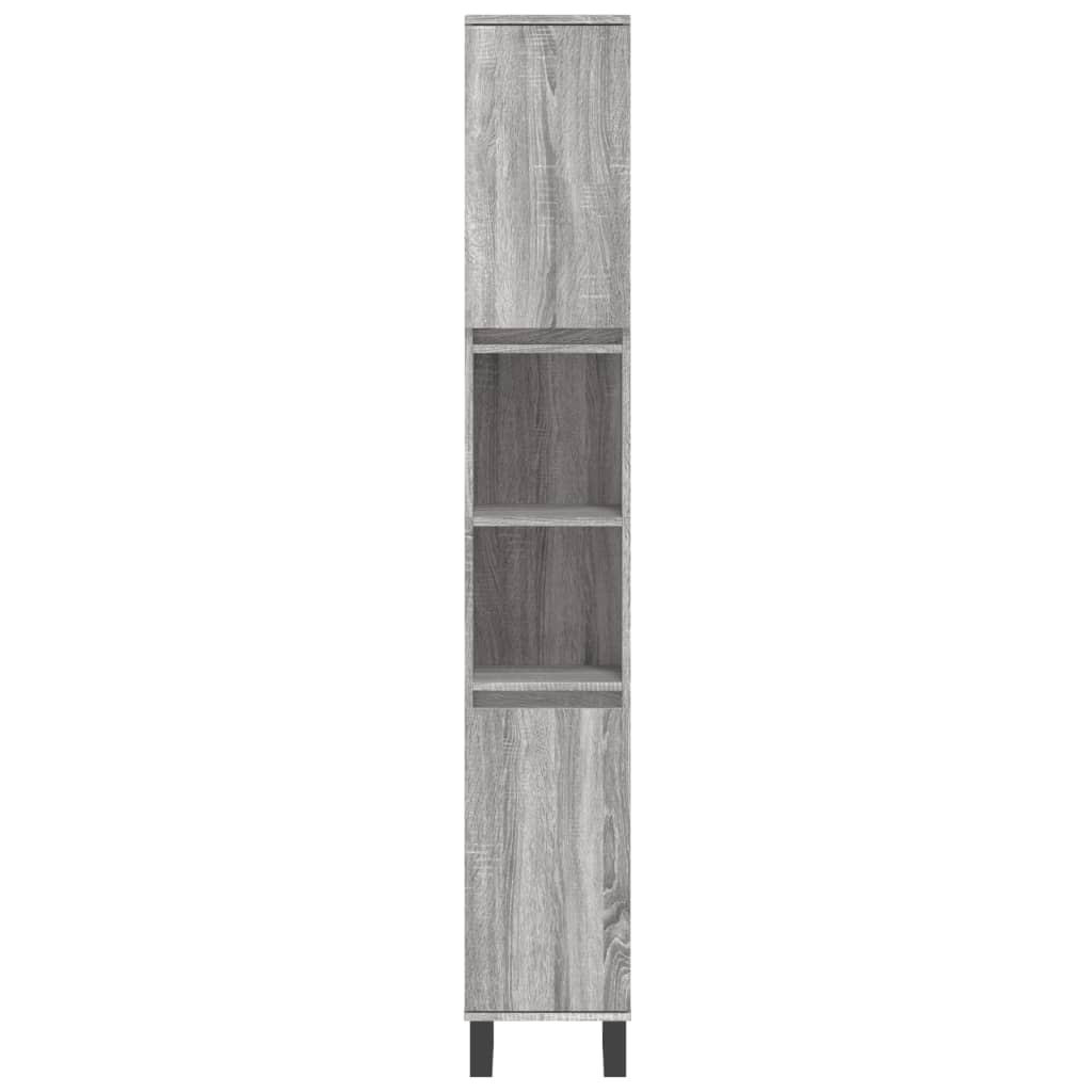 3-delige Badkamermeubelset bewerkt hout grijs sonoma eikenkleur is nu te koop bij PeponiXL, paradijselijk wonen!