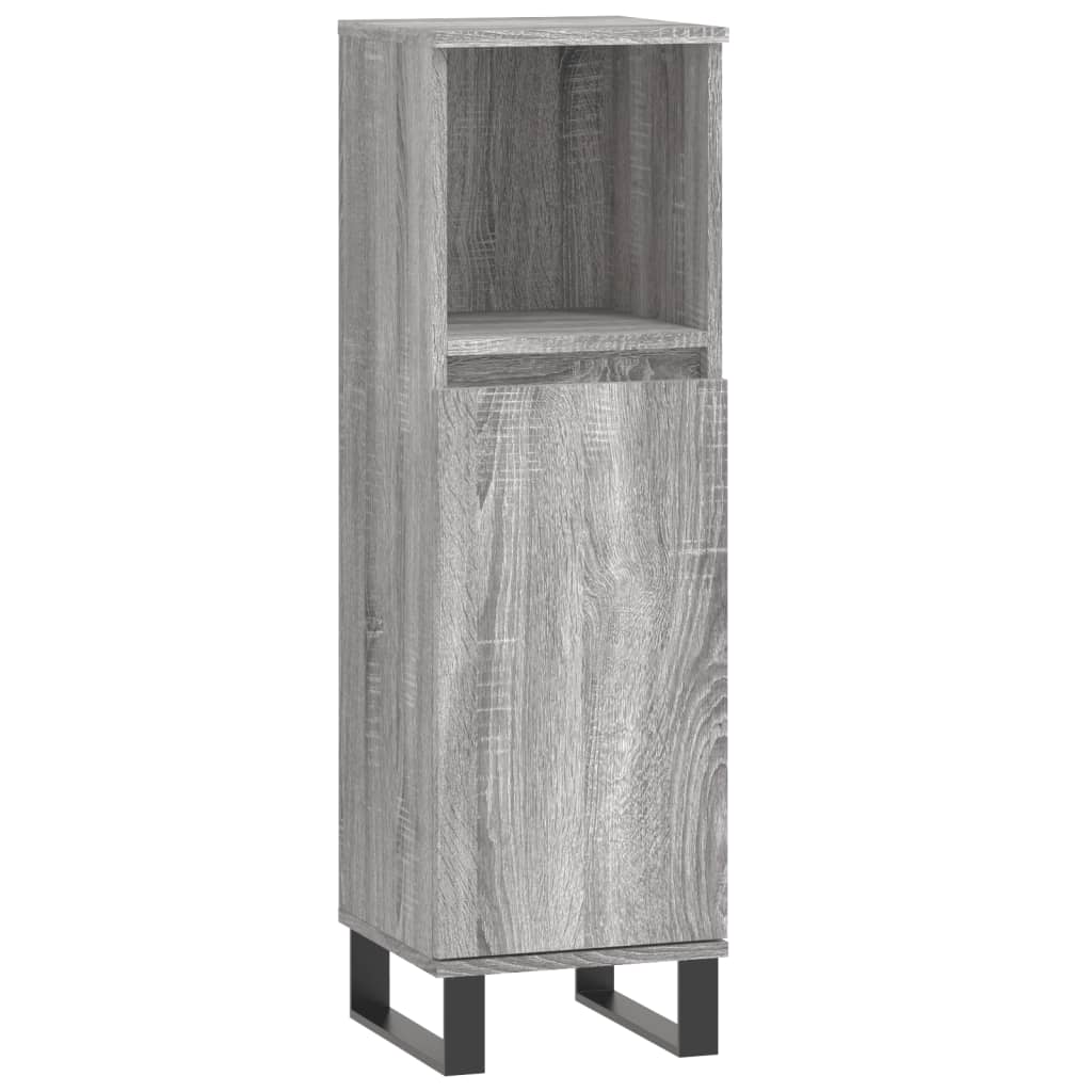 3-delige Badkamermeubelset bewerkt hout grijs sonoma eikenkleur is nu te koop bij PeponiXL, paradijselijk wonen!