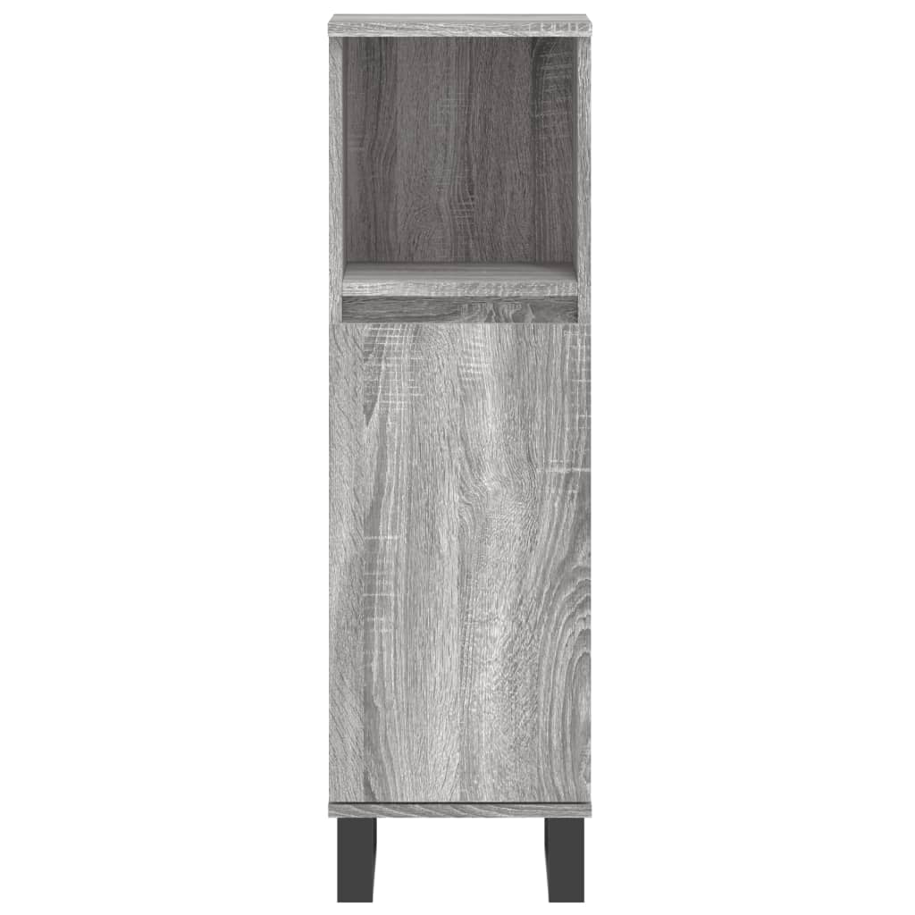 3-delige Badkamermeubelset bewerkt hout grijs sonoma eikenkleur is nu te koop bij PeponiXL, paradijselijk wonen!