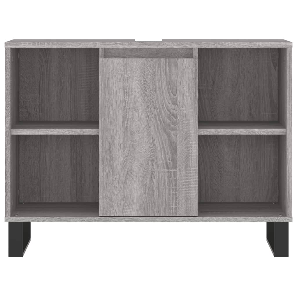 3-delige Badkamermeubelset bewerkt hout grijs sonoma eikenkleur is nu te koop bij PeponiXL, paradijselijk wonen!