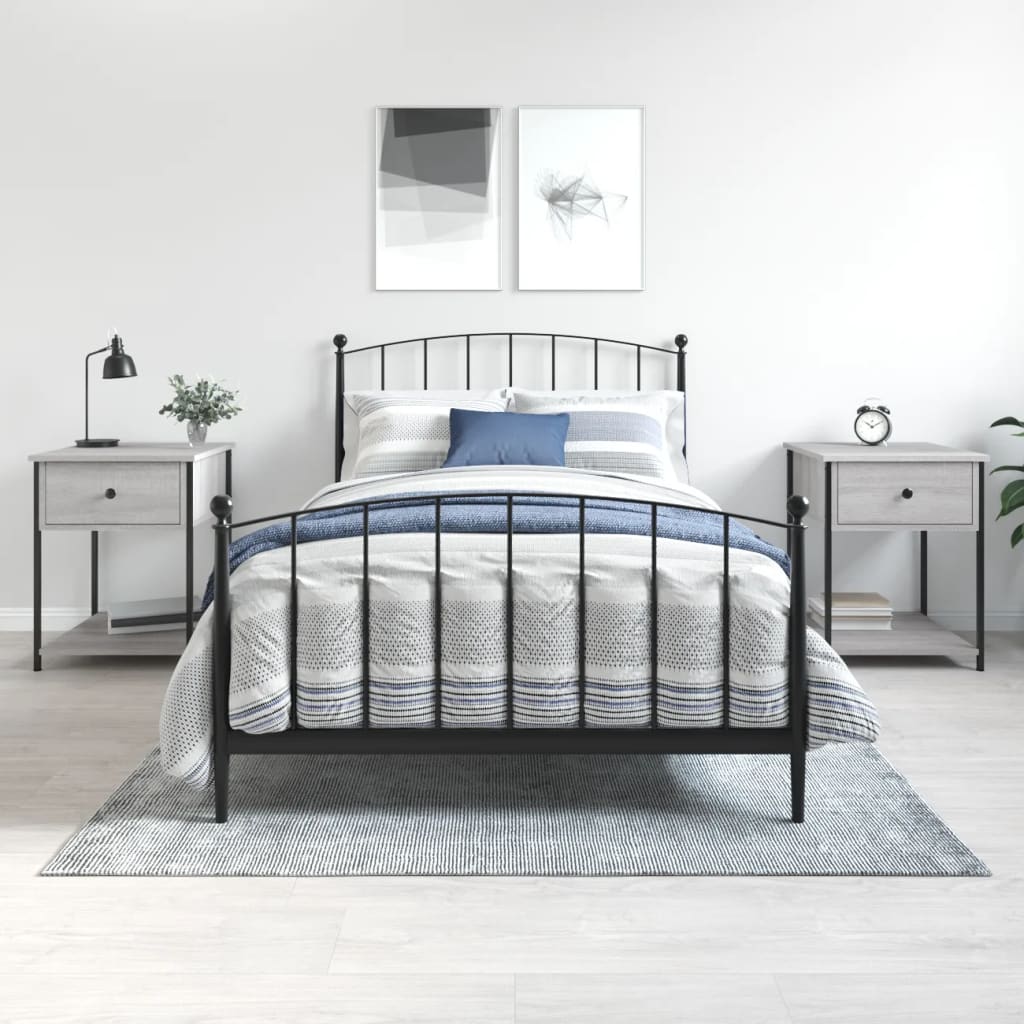 Nachtkastjes 2 st 44x45x58 cm bewerkt hout grijs sonoma eiken is nu te koop bij PeponiXL, paradijselijk wonen!