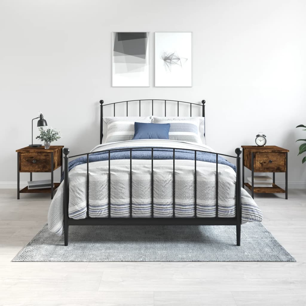 Nachtkastjes 2 st 34x35,5x45 cm bewerkt hout gerookt eikenkleur is nu te koop bij PeponiXL, paradijselijk wonen!