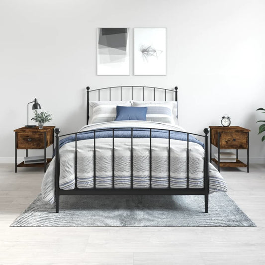 Nachtkastjes 2 st 34x35,5x45 cm bewerkt hout gerookt eikenkleur is nu te koop bij PeponiXL, paradijselijk wonen!