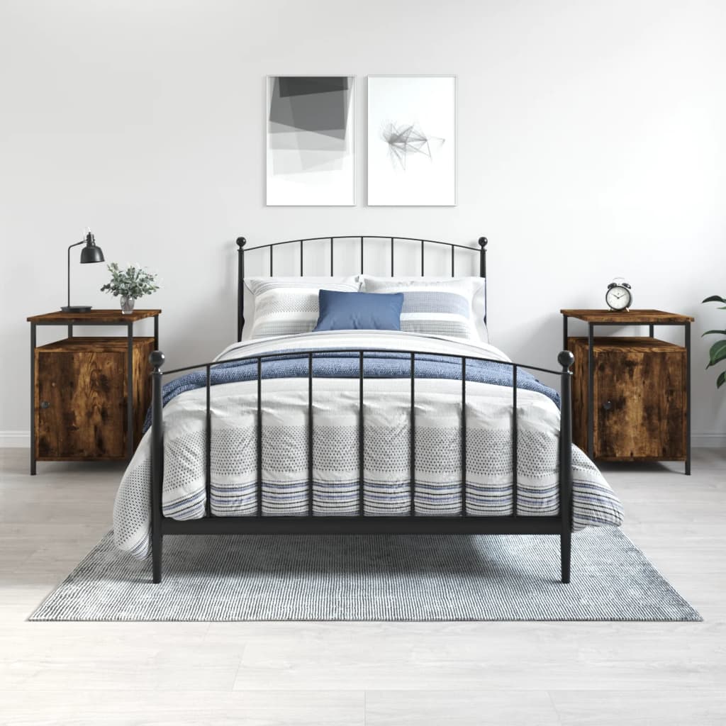 Nachtkastjes 2 st 40x42x60 cm bewerkt hout gerookt eikenkleurig is nu te koop bij PeponiXL, paradijselijk wonen!