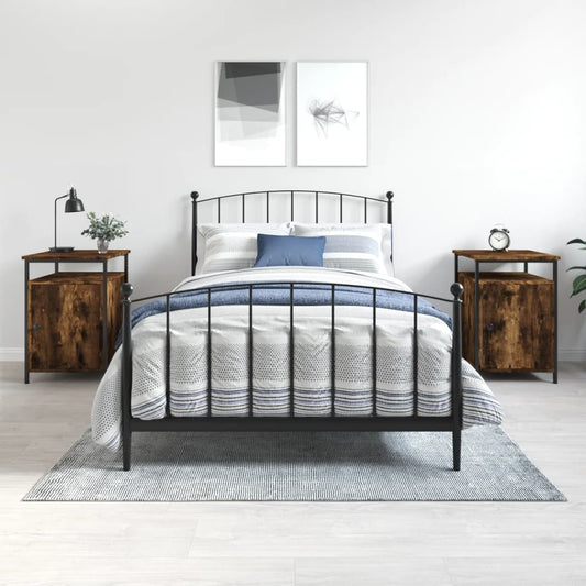 Nachtkastjes 2 st 40x42x60 cm bewerkt hout gerookt eikenkleurig is nu te koop bij PeponiXL, paradijselijk wonen!