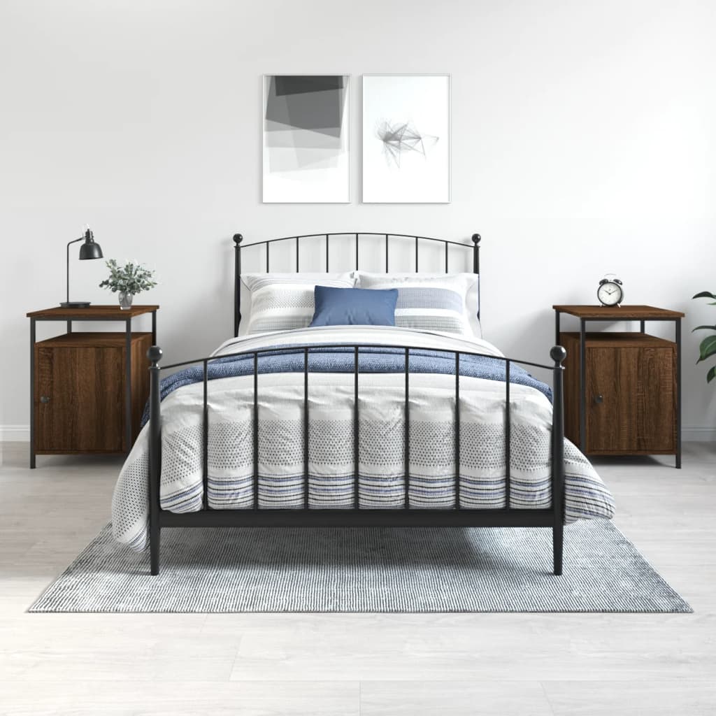 Nachtkastjes 2 st 40x42x60 cm bewerkt hout bruin eikenkleur is nu te koop bij PeponiXL, paradijselijk wonen!