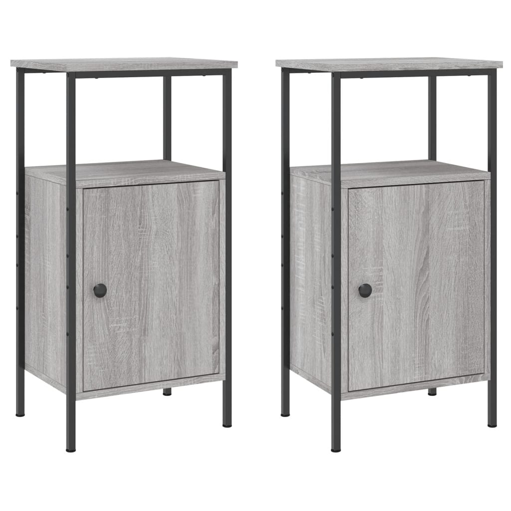 Nachtkastjes 2 st 41x31x80 cm bewerkt hout grijs sonoma eiken is nu te koop bij PeponiXL, paradijselijk wonen!